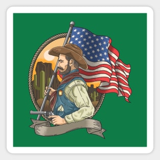Man holding American flag Magnet